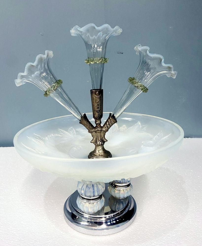 Art Deco Centrepiece Vase Julien Glass France Epergne 1930