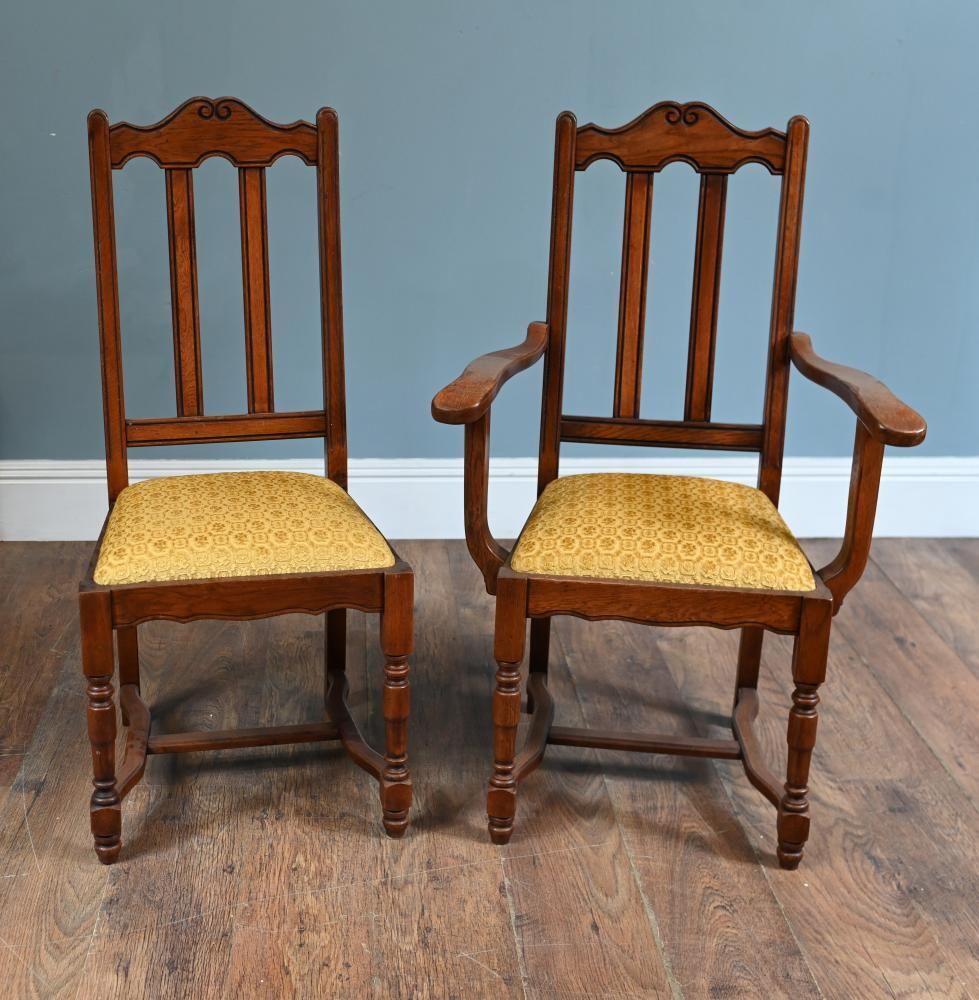 Set 8 Arts And Crafts Dining Chair Oak Farmhouse 1910 photo 1650.0