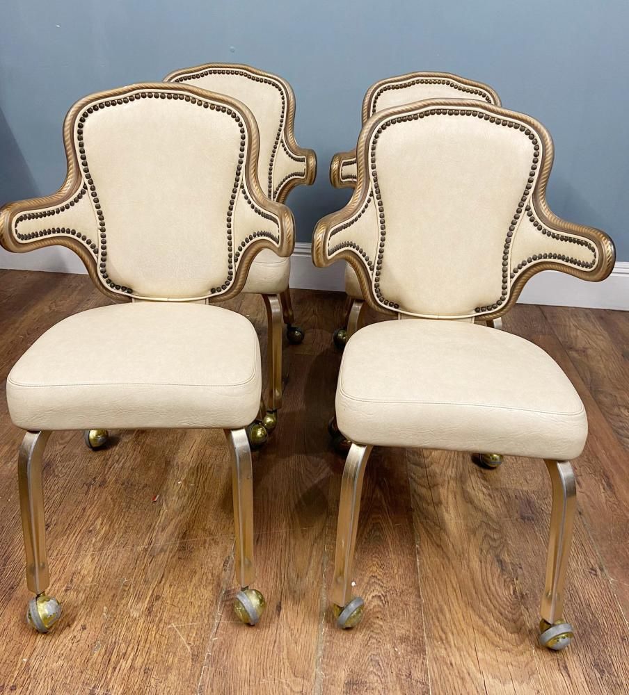 Set 4 Mid Century Gaming Chairs Hollywood Regency 1950 photo vintage