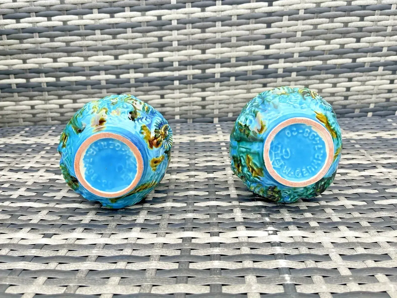 Pair Of Mid Century 60's Carstens Keramik West German Pottery Ammonite Jug Vases photo buy