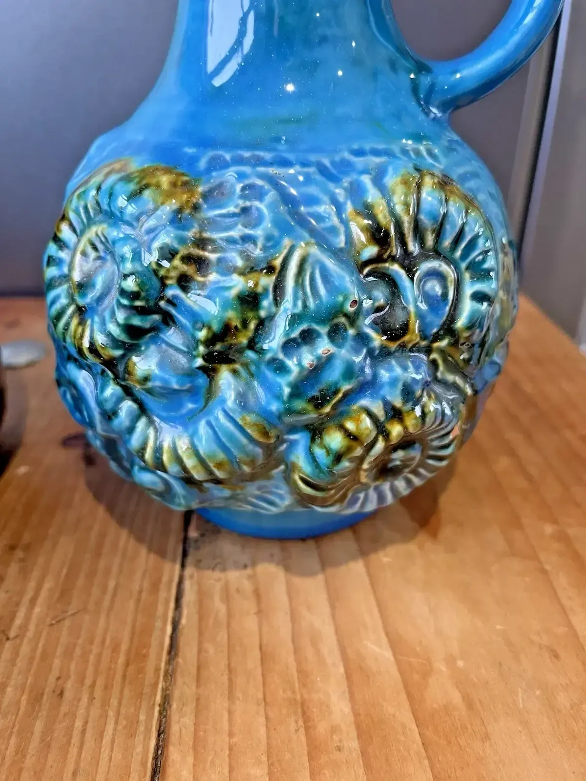 Home Decor Pair Of Mid Century 60's Carstens Keramik West German Pottery Ammonite Jug Vases photo