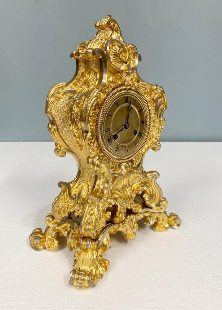 Gilt Rococo Mantel Clock Dupont De Paris French 1850 photo buy
