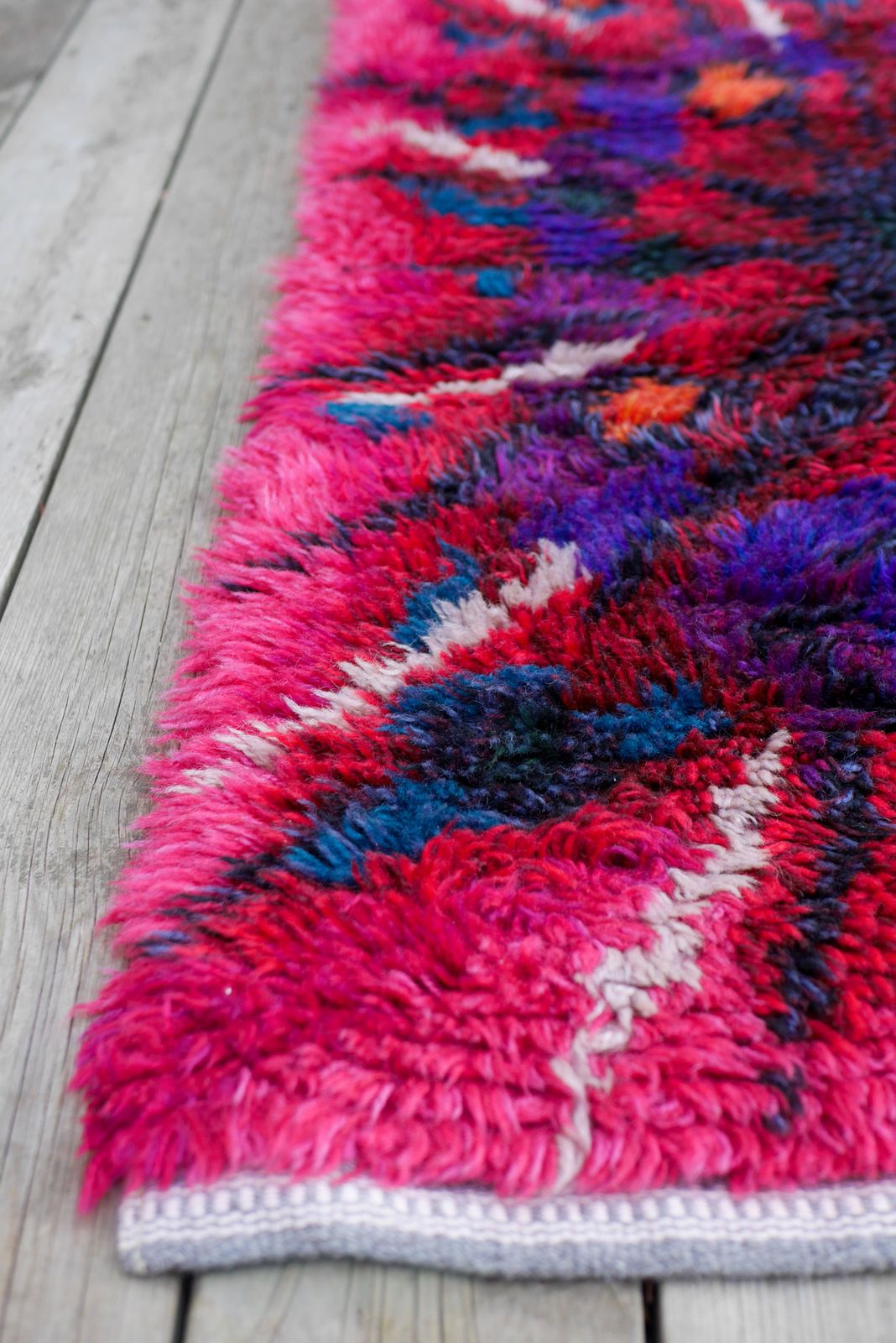 Vintage Swedish Tibet Rya Rug With Flower By Ingrid Jagarz For Mark Rya, 1960s photo for sale