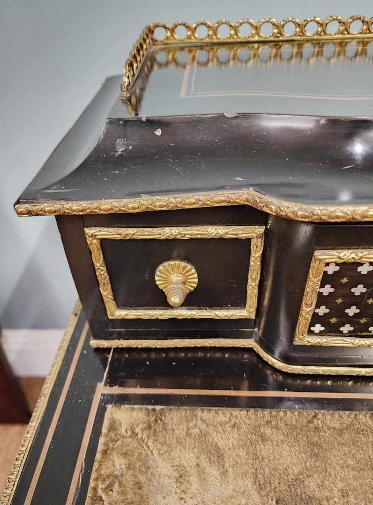 French Napoleon III Ebonised And Gilt Bronze Writing Desk Bonheur Du Jour 1880 photo buy