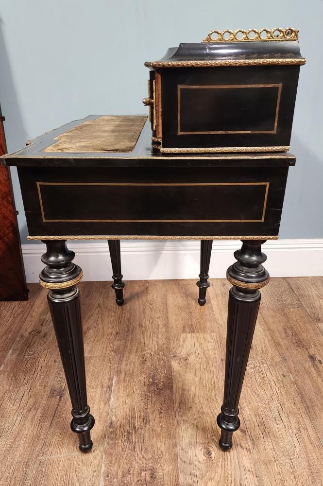 Furniture French Napoleon III Ebonised And Gilt Bronze Writing Desk Bonheur Du Jour 1880 photo