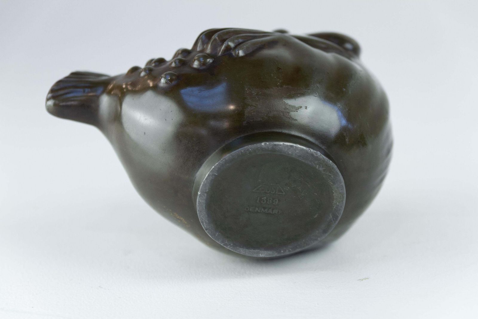 Danish Art Deco Fish Vase In Disko Metal By Just Andersen, 1930s. photo Home Decor