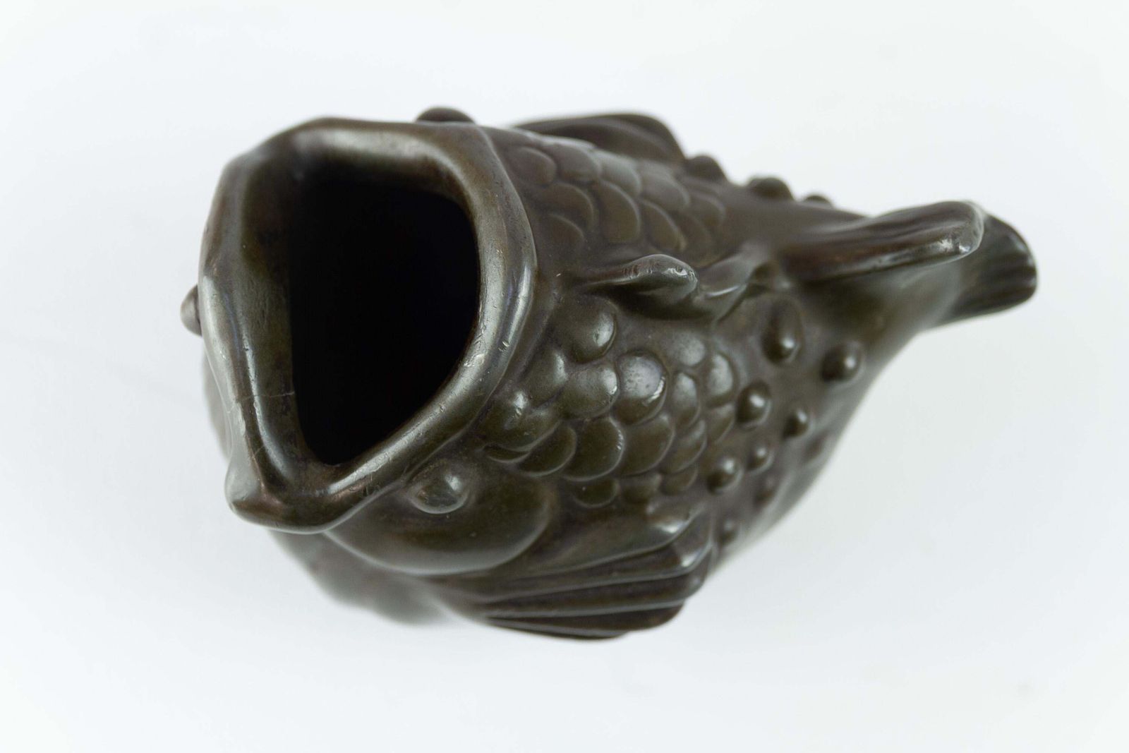 photo furniture Danish Art Deco Fish Vase In Disko Metal By Just Andersen, 1930s.