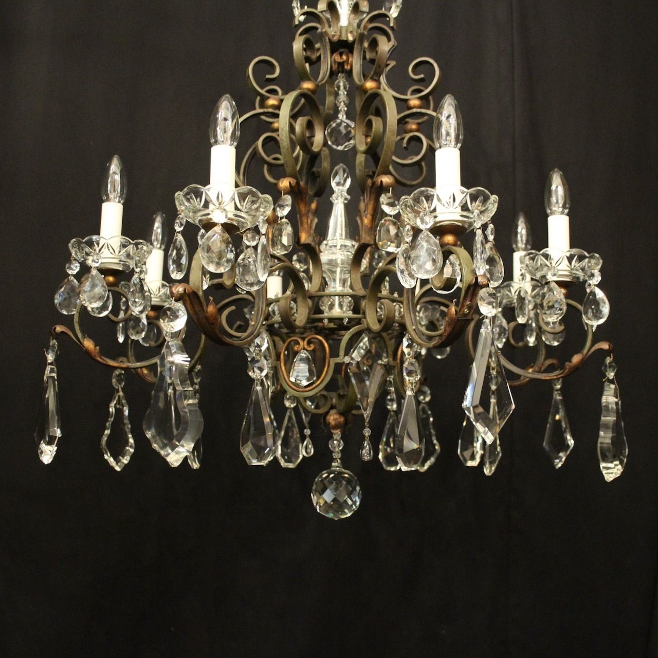 French Polychrome Wrought Iron Antique Chandelier photo furniture