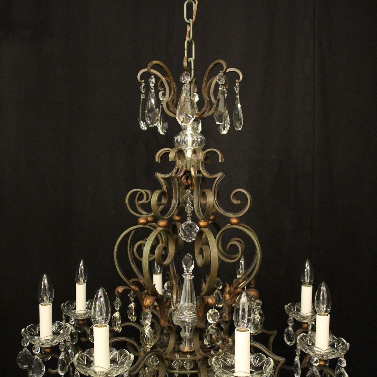 French Polychrome Wrought Iron Antique Chandelier photo 4950.0