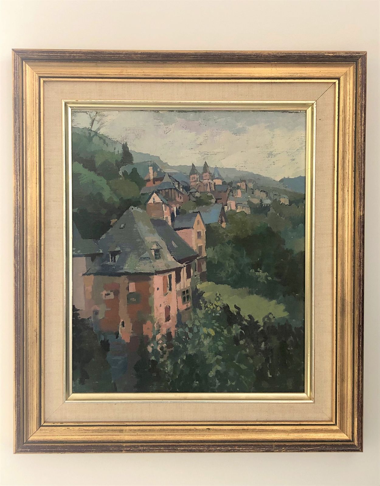 20th Century Oil Painting Provence Townscape By Listed British Artist