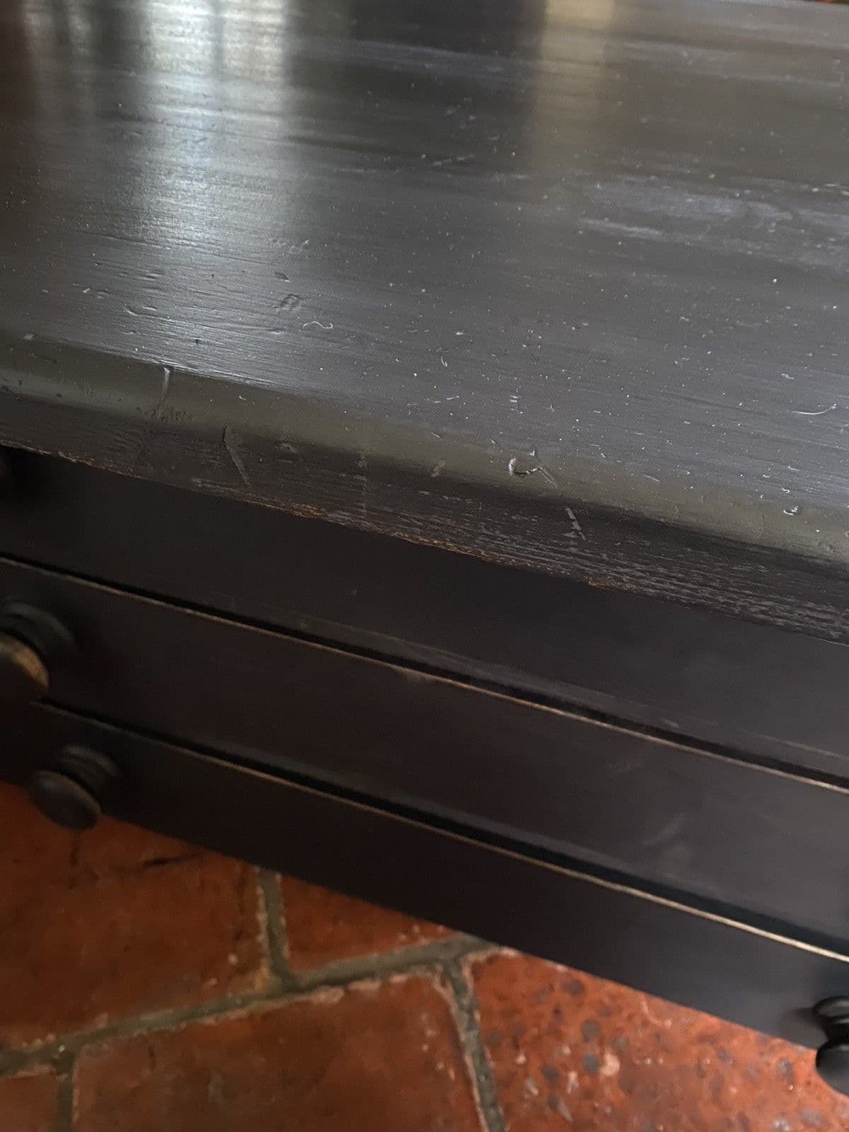 photo furniture Large Black Painted Pine Late 20th Century Coffee Tv Table Plan Chest Style