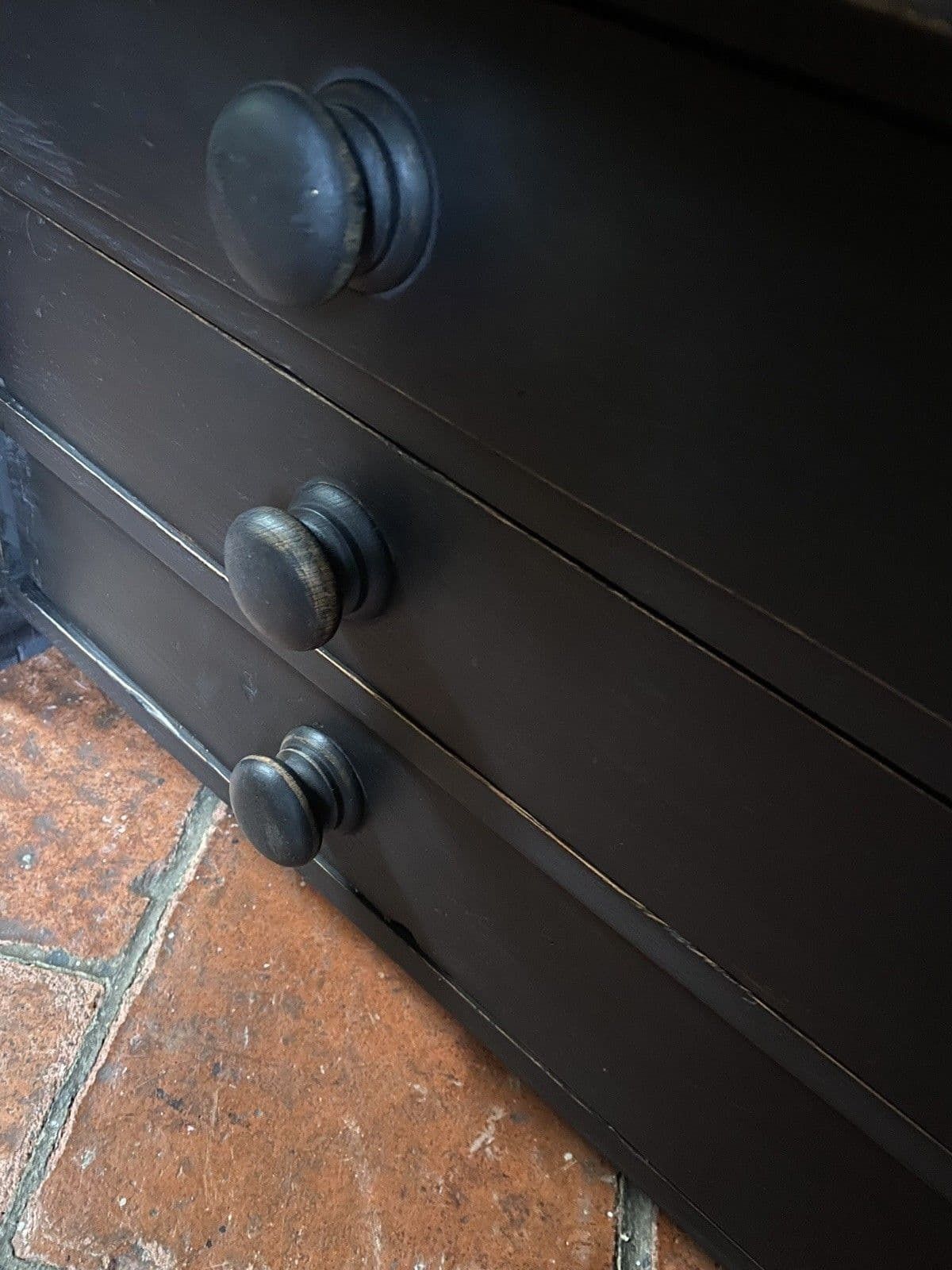 Furniture Large Black Painted Pine Late 20th Century Coffee Tv Table Plan Chest Style photo