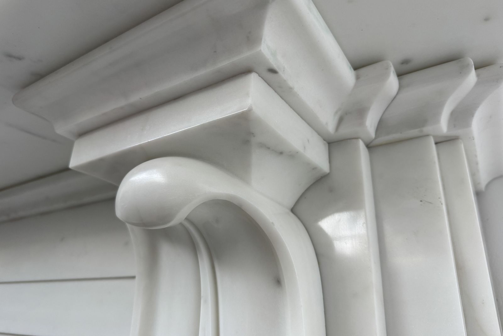 Furniture Substantial Antique William IV Carved Statuary White Marble Fireplace Surround photo