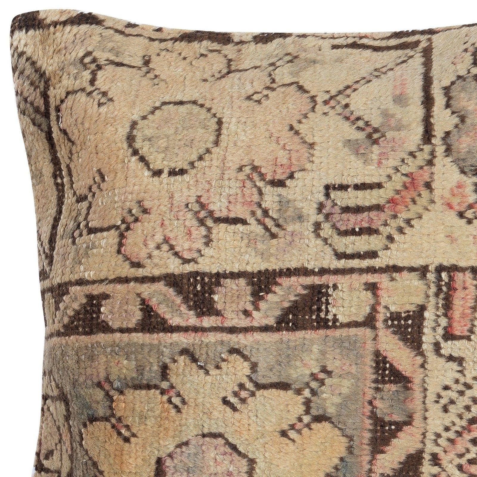 16"X16" Vintage Rug Pillowcase. Handknotted Wool Rug Cushion Cover. Toss Pillow photo for sale