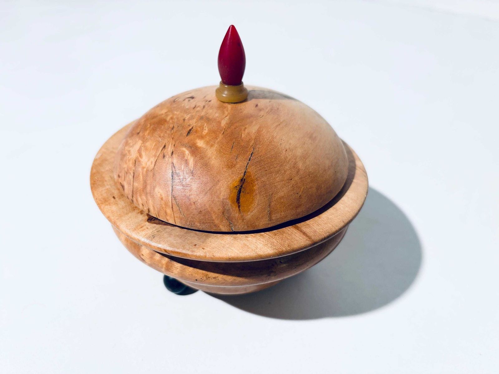 Home Decor Art Deco Wooden Jewelery Box Round Bowl With Lid / 1920s Design Decor photo