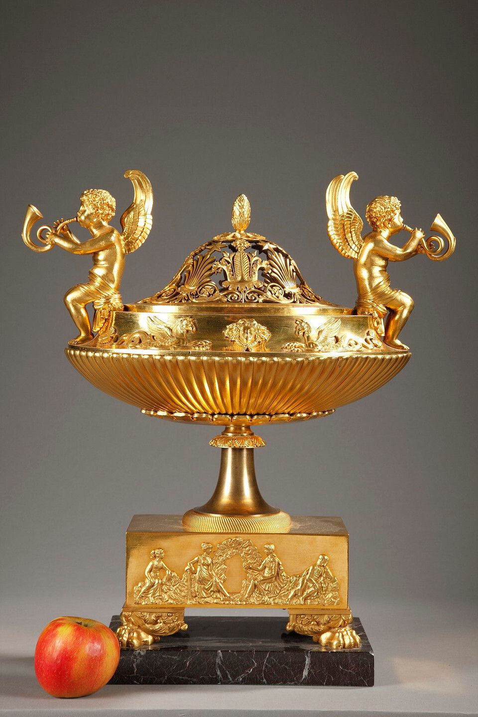 Empire Period Gilt Bronze And Marble Centerpiece/Incense Burner photo for sale