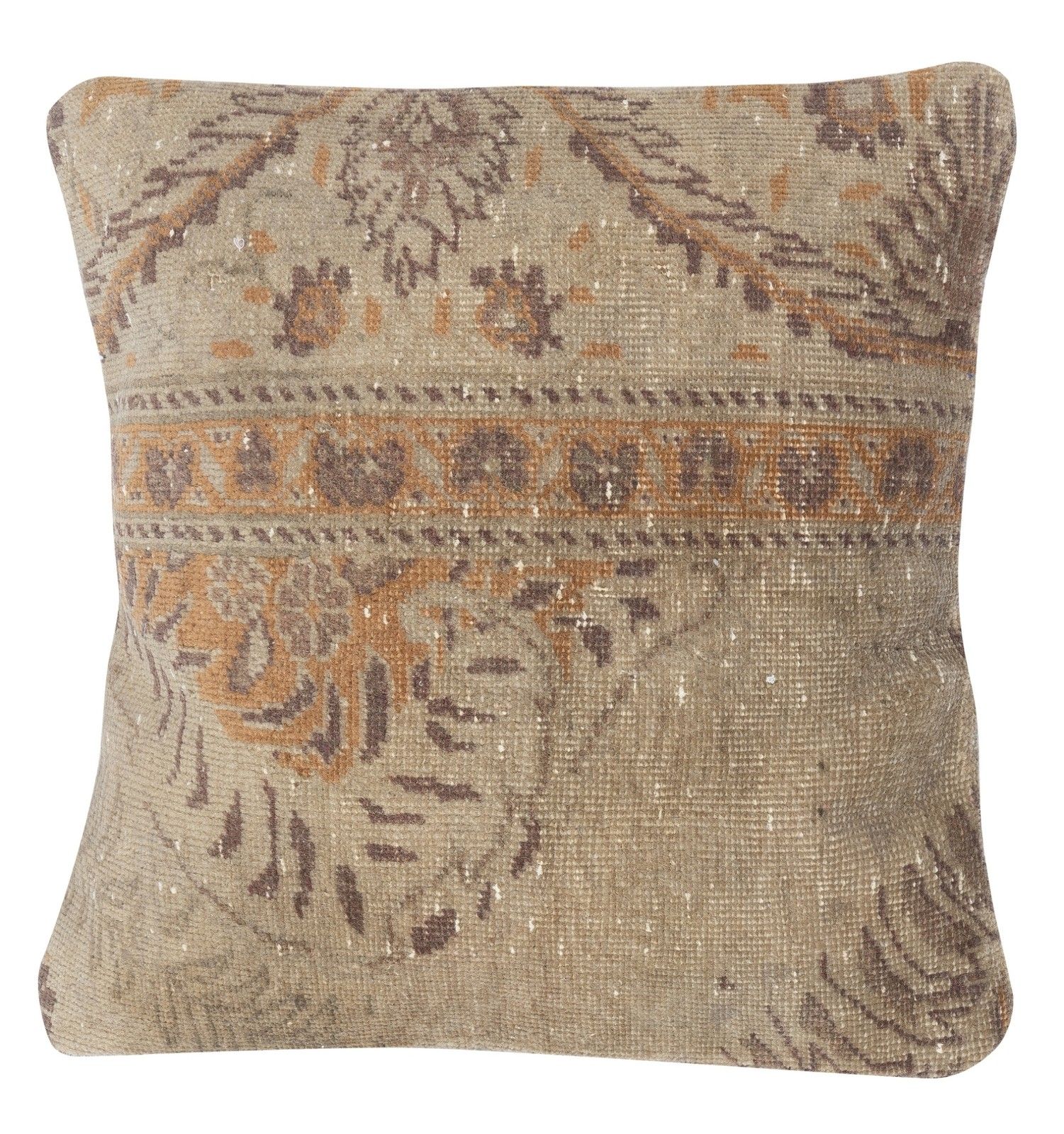 16"X16" Vintage Handmade Rug Cushion Cover. Wool Pillowcase. Throw Pillow Cover