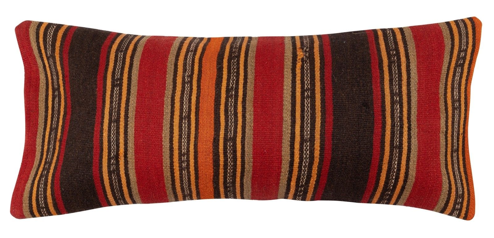 14"X28" Set Of 2 Hand Woven Kilim Cushion Covers. Vintage Lumbar Pillow Covers photo for sale