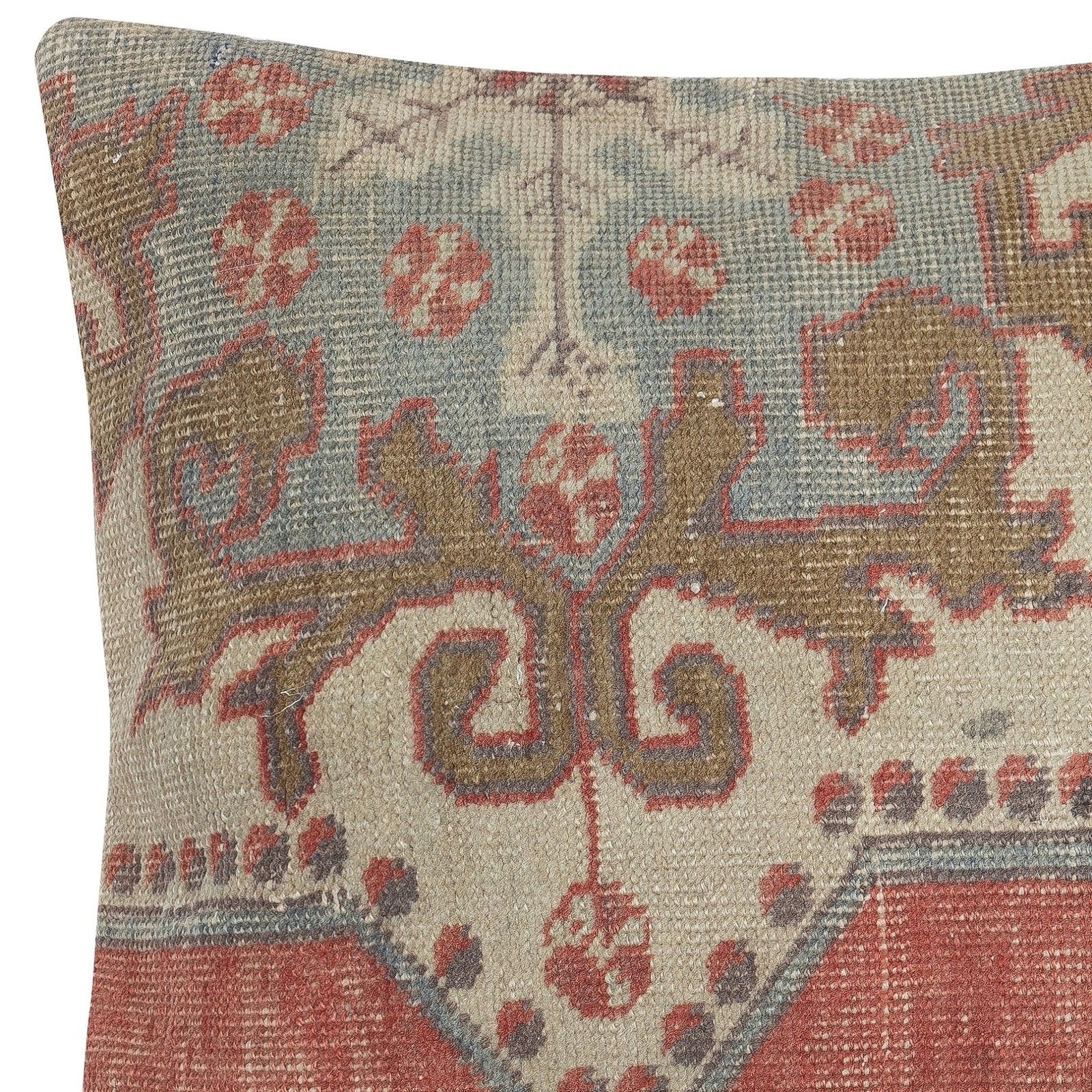 24"X24" Hand Knotted Wool Rug Cushion Cover. Rustic Throw Pillow. Home Gift photo for sale