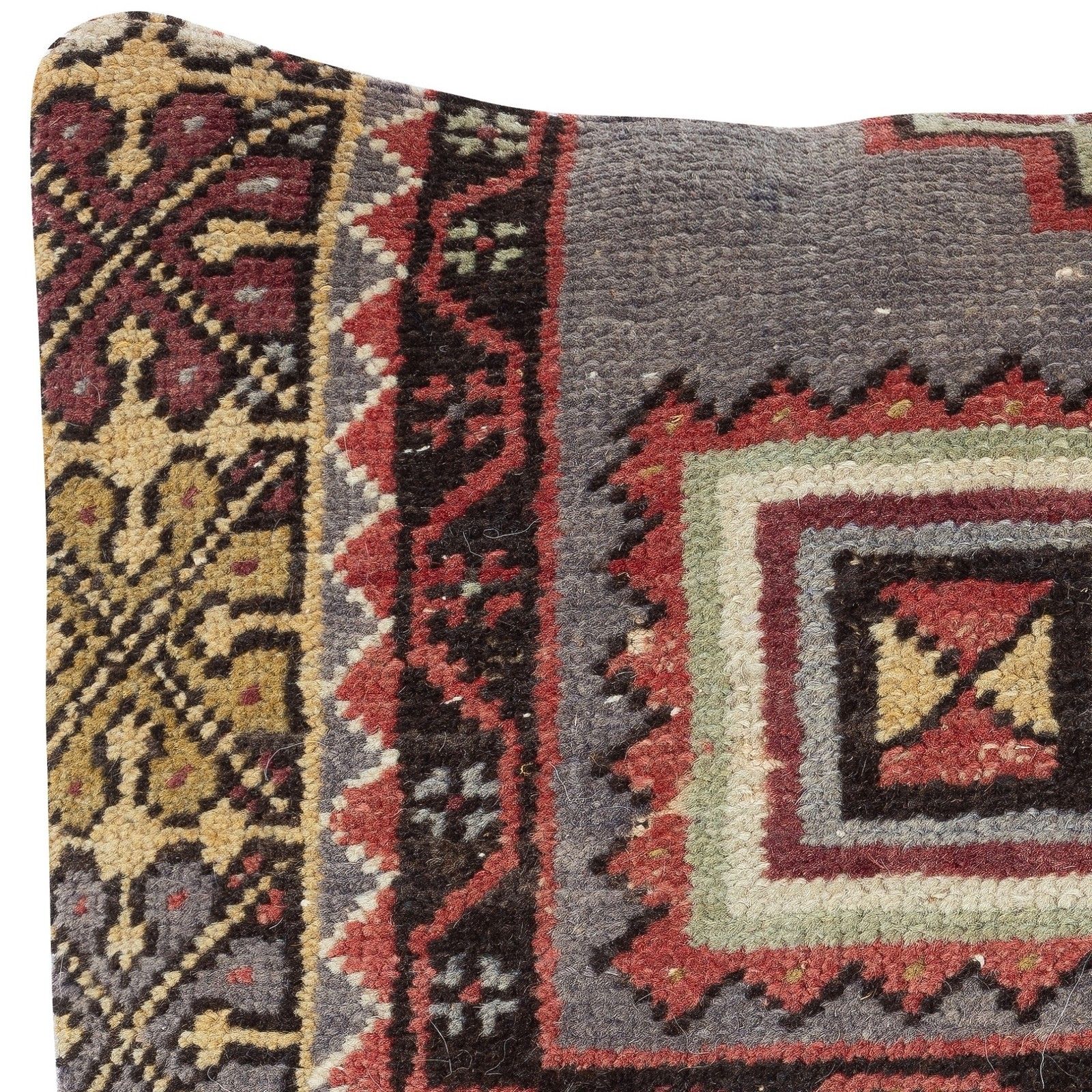 16"X16" Vintage Wool Cushion Cover. Handknotted Rug Pillow. Turkish Throw Pillow photo for sale