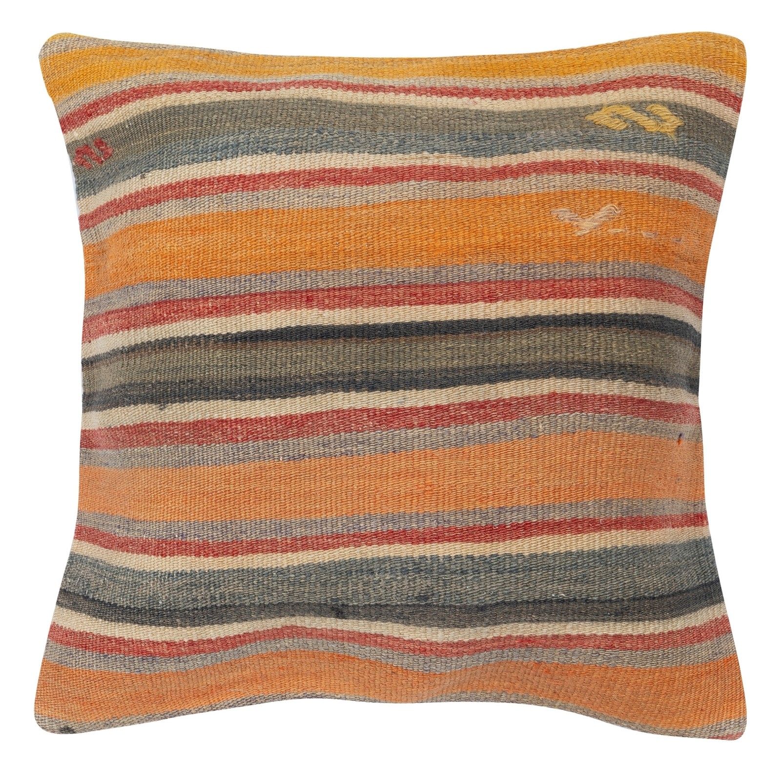 20"X20" Handwoven Kilim Cushion Cover. Vintage Pillowcase. Turkish Accent Pillow