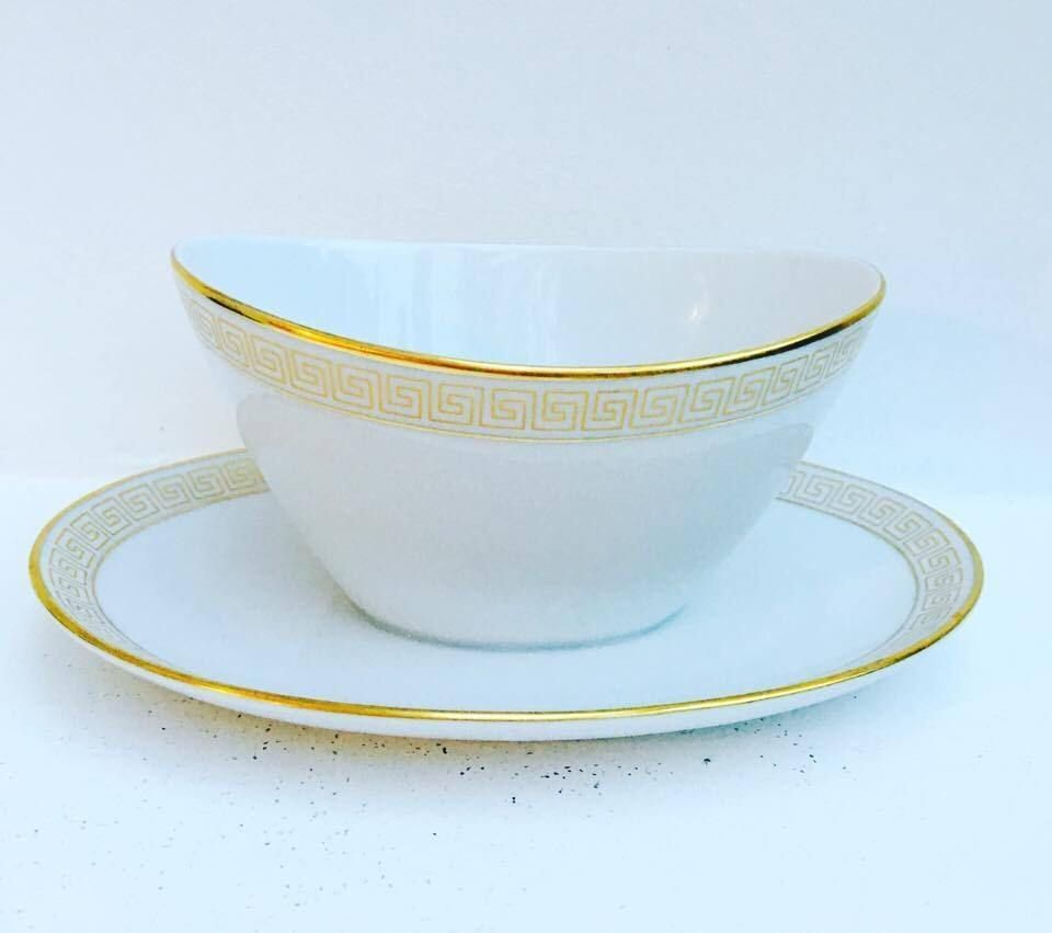 Vintage Seltmann Weiden Bavaria Gravy Boat: White Porcelain With Gold Trim photo furniture