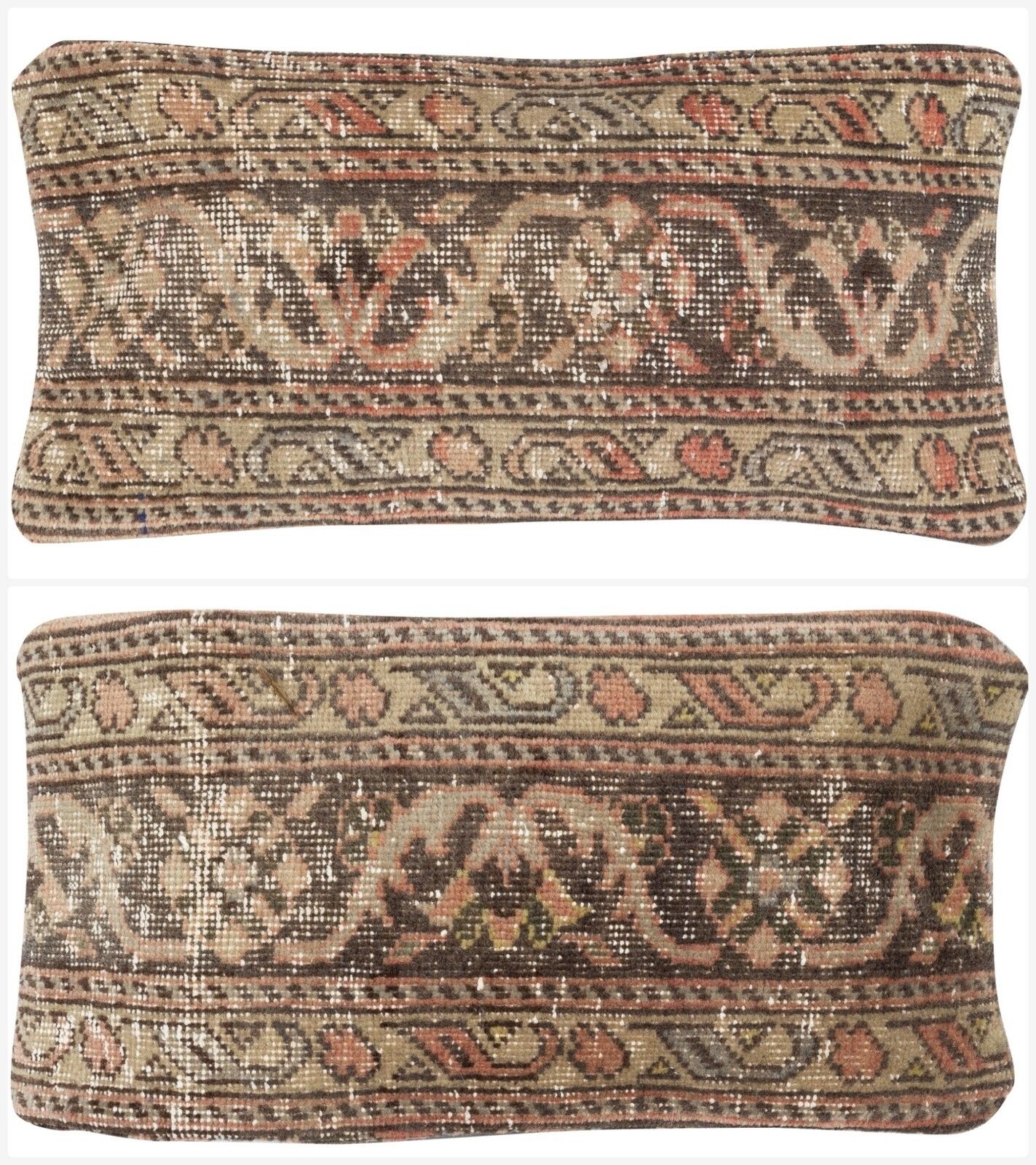 12"X24" Set Of 2   Vintage Handmade Rug Cushion Covers. Lumbar Pillow Covers