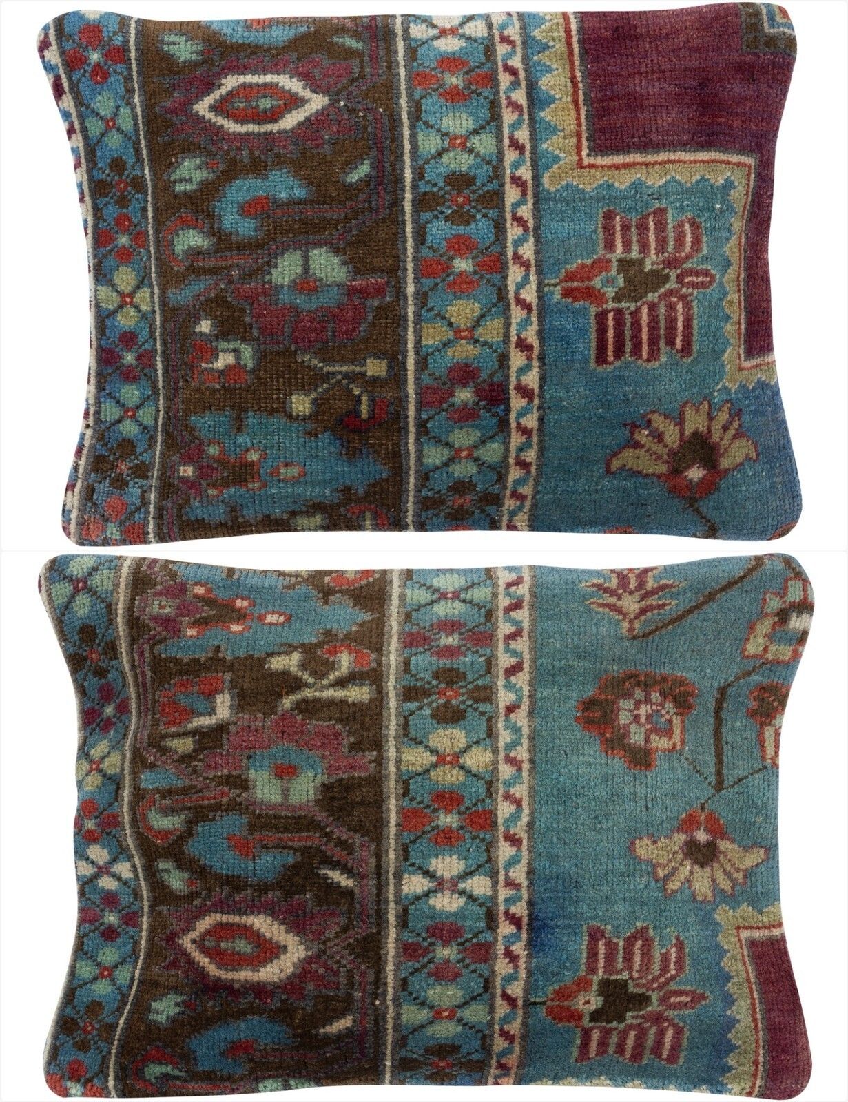 16"X24" Set Of 2   Vintage Toss Pillow Covers. Handmade Rug Cushion Covers