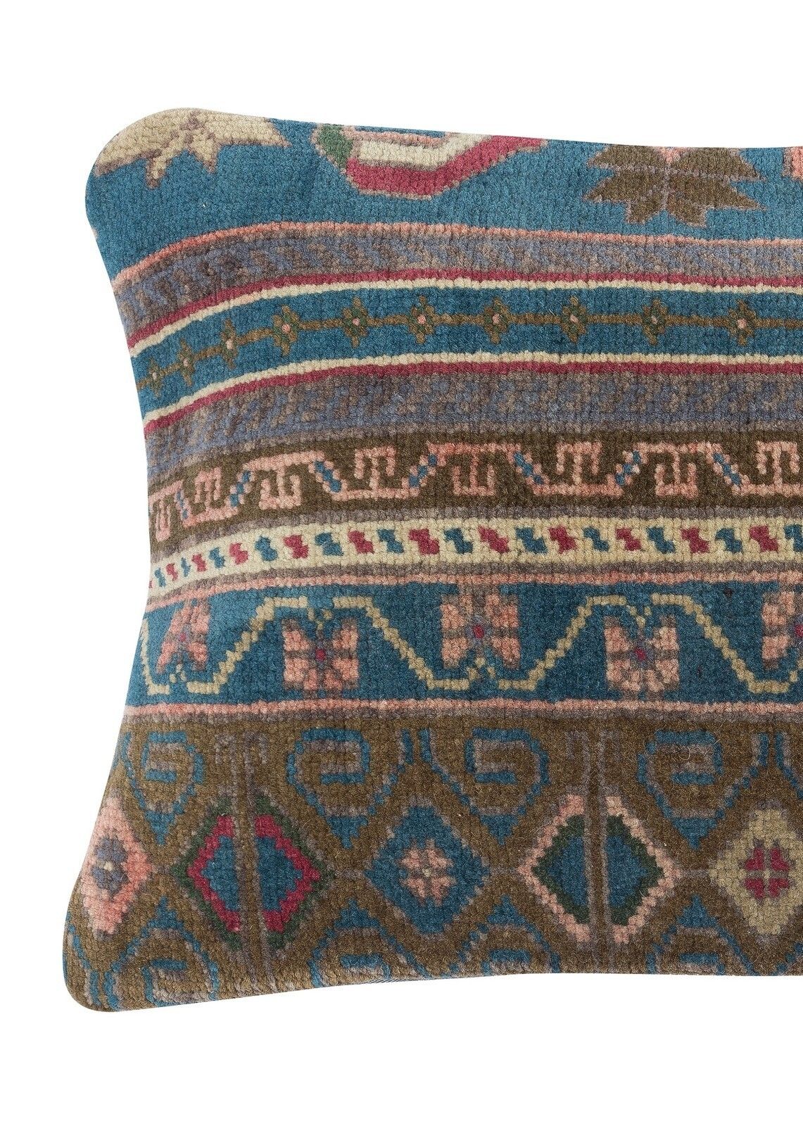 13"X20" Handmade Turkish Wool Rug Cushion Cover. Vintage Toss Pillow Cover photo furniture