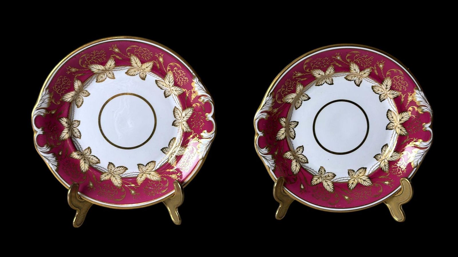 Napoleon III Pair Of French “Porcelaine De Paris” Dessert Trays photo furniture