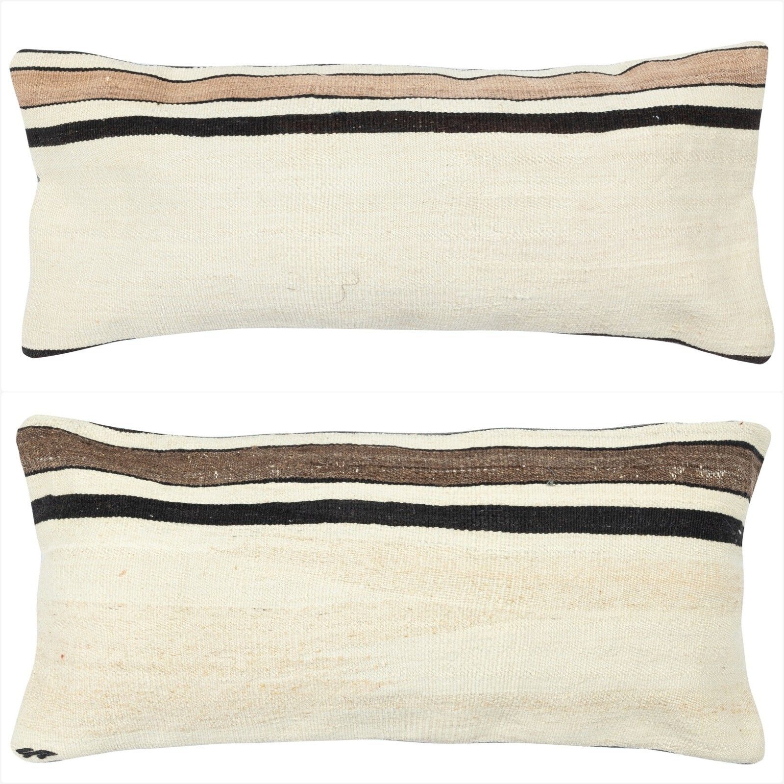 14"X28" Set Of 2   Kilim Cushion Covers. Hemp Toss Pillows. Lumbar Pillow Covers