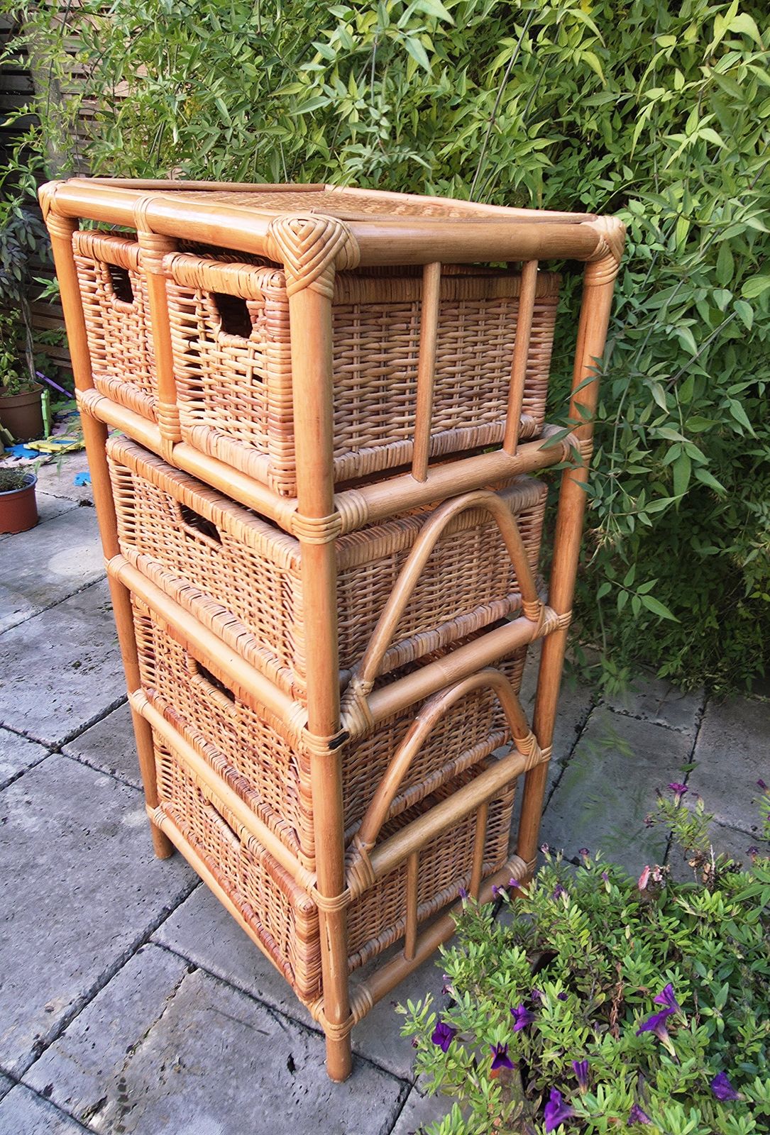 1970's/1980's Bamboo & Wicker Storage Chest Of Drawers photo buy
