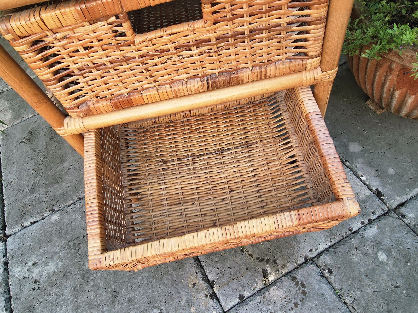 photo furniture 1970's/1980's Bamboo & Wicker Storage Chest Of Drawers