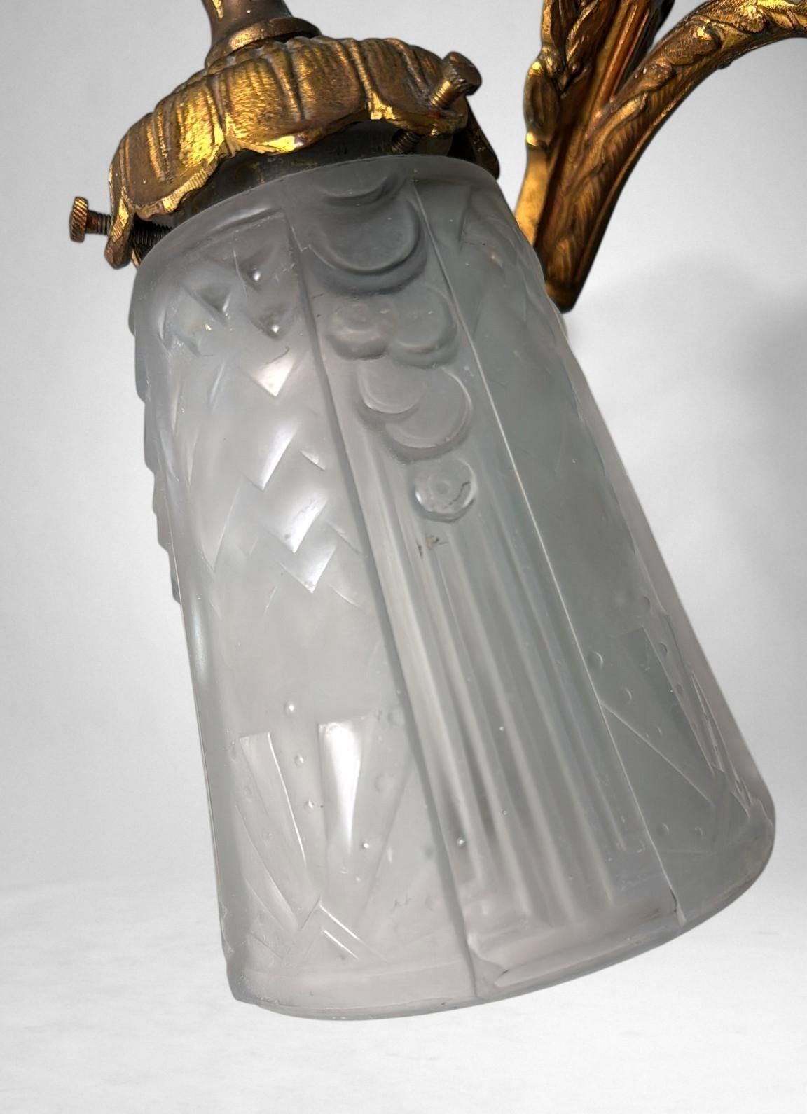 photo furniture Art Nouveau Art Deco Pair Of Gilt Bronze And Cut Glass Wall Sconces