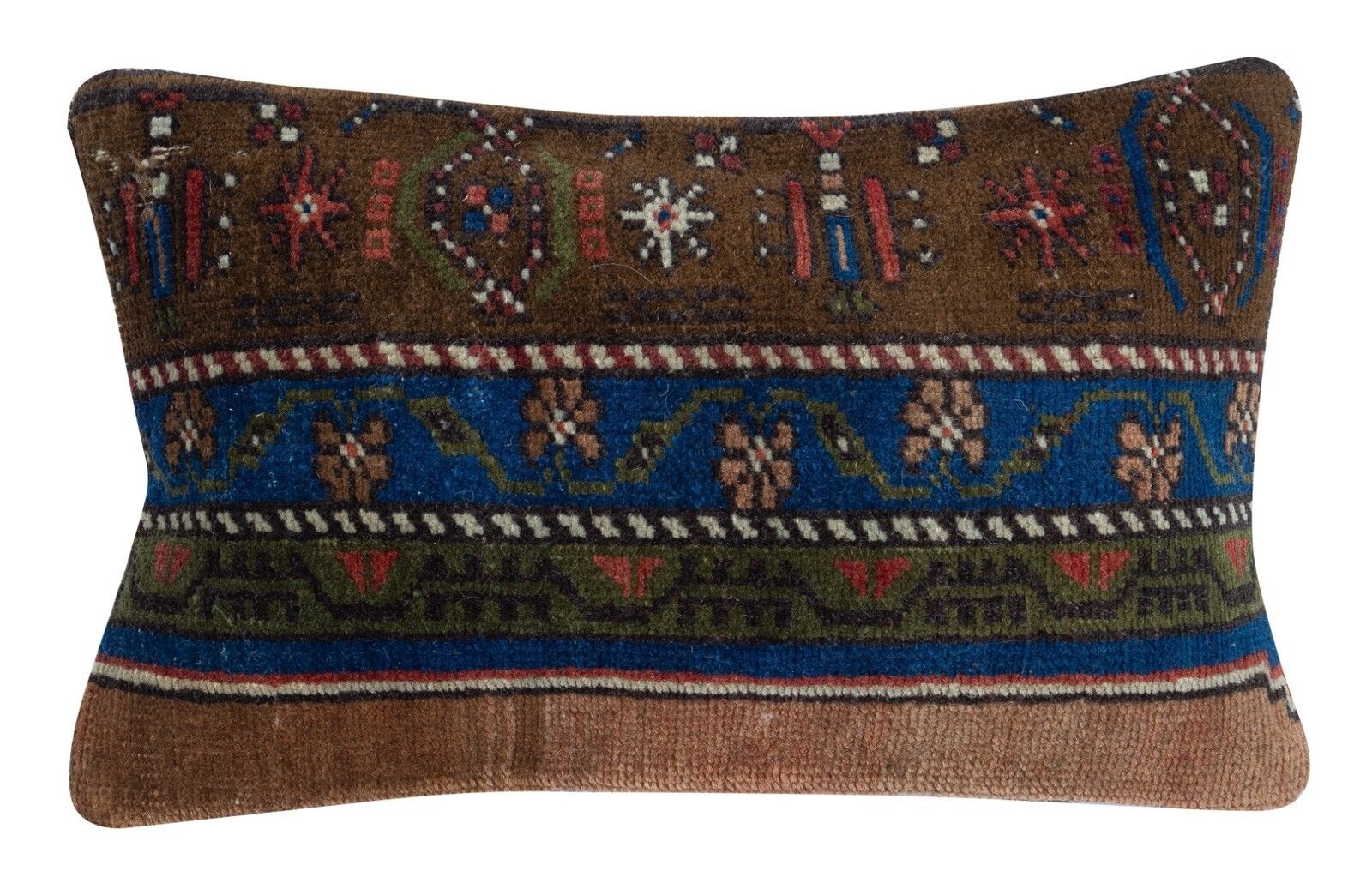 12"X20" Handmade Turkish Cushion Cover. Handmade Rug Pillow. Lumbar Pillow Cover