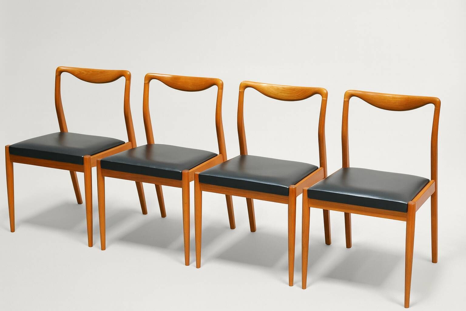 Set Of 4 Vintage Scandinavian Wooden Chairs — 1960s — Danish Style photo Furniture