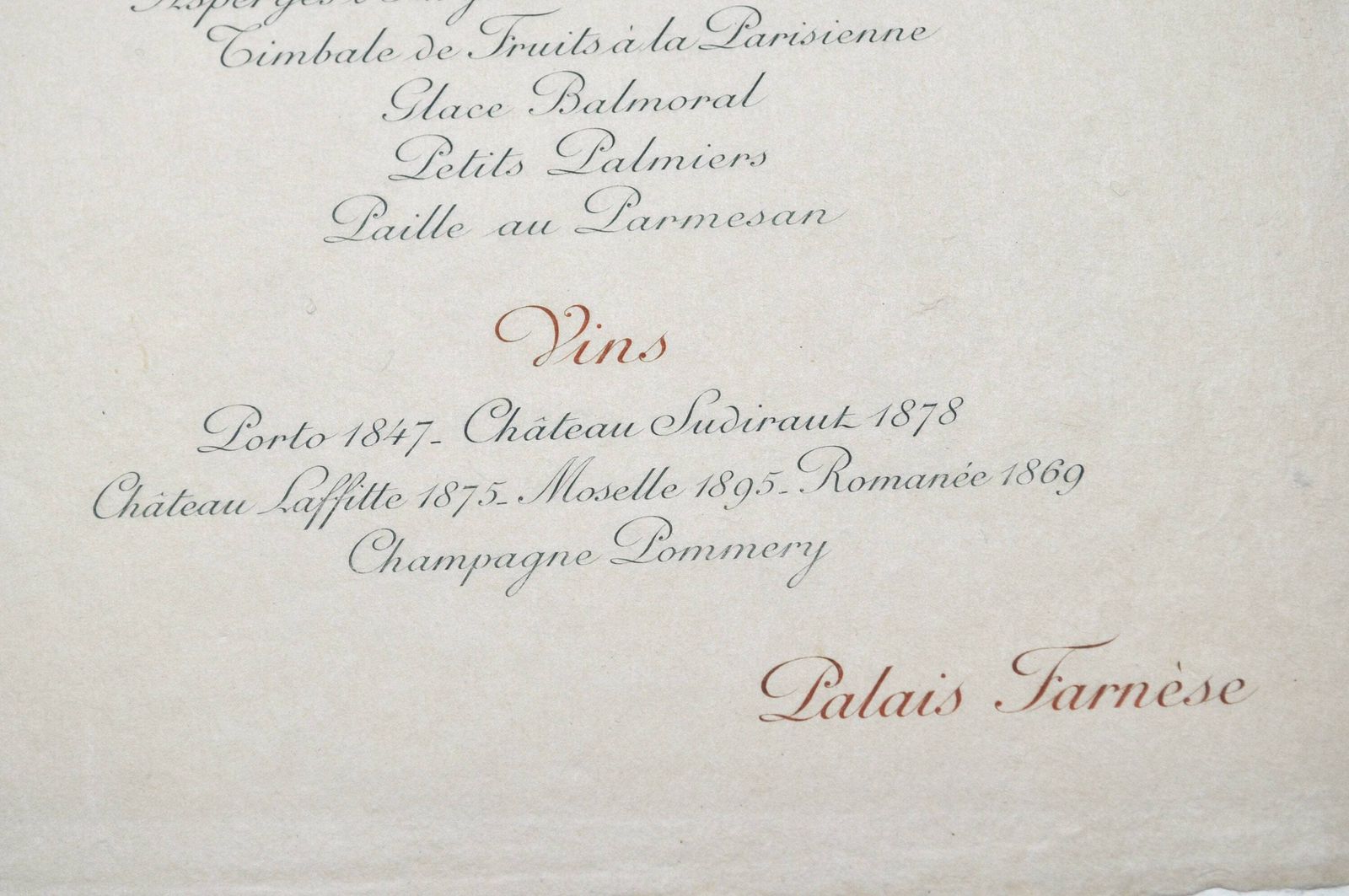 photo furniture Antique Royal Dinner Menu 1904 King Queen Italy Palazzo Farnese Rome Rare