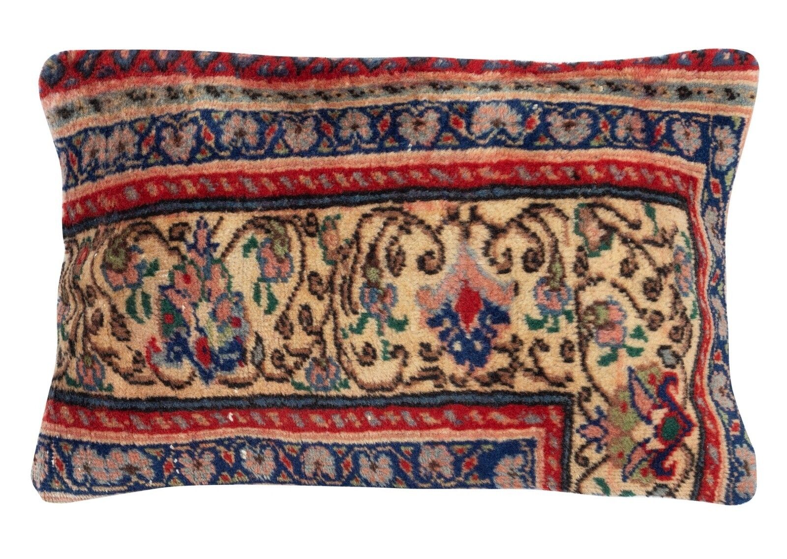Rustic Cushion Cover Handmade Wool Rug Pillow Vintage Lumbar Pillow