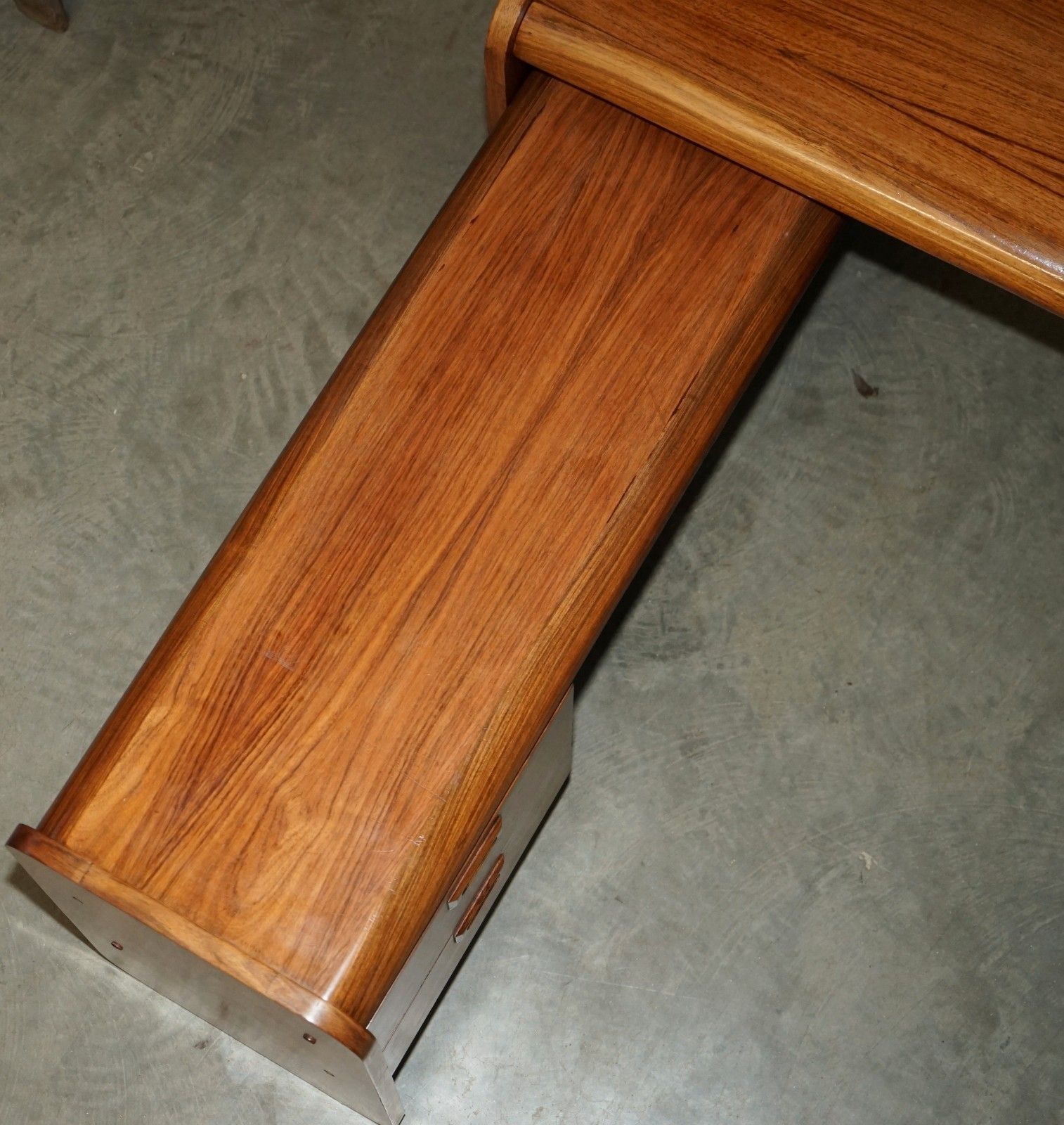 Danish Mid Century Modern Brazilian Wood Office Left Corner Desk Part Of Suite photo vintage