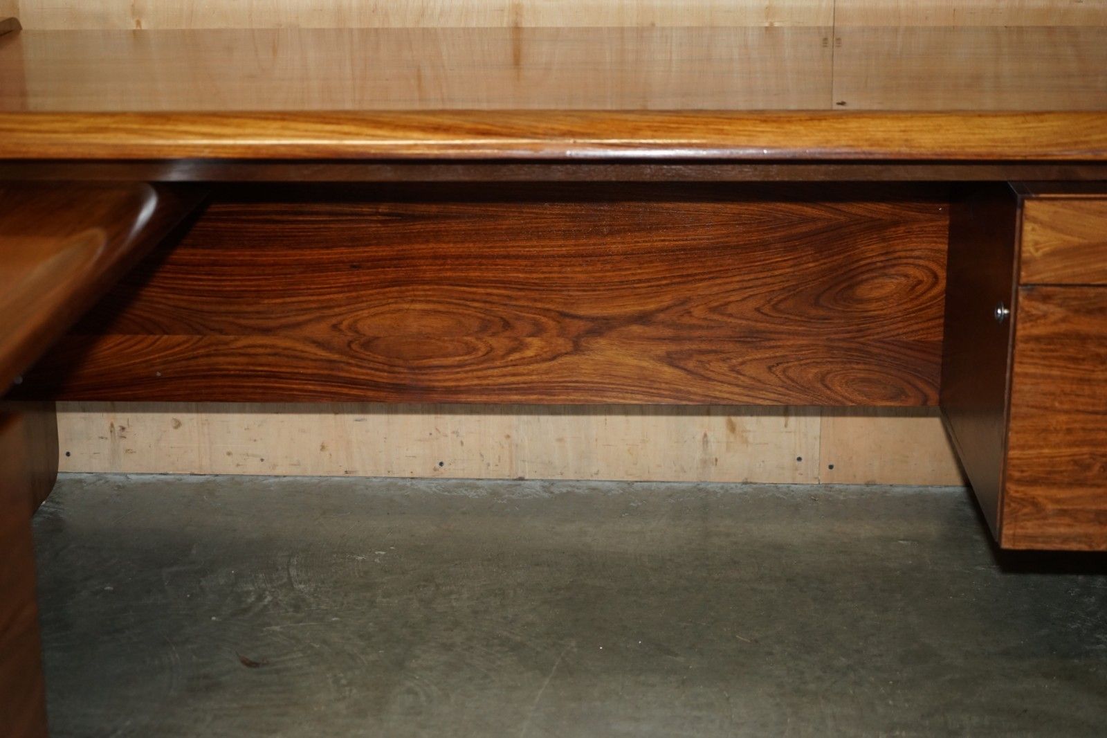 Furniture Danish Mid Century Modern Brazilian Wood Office Left Corner Desk Part Of Suite photo