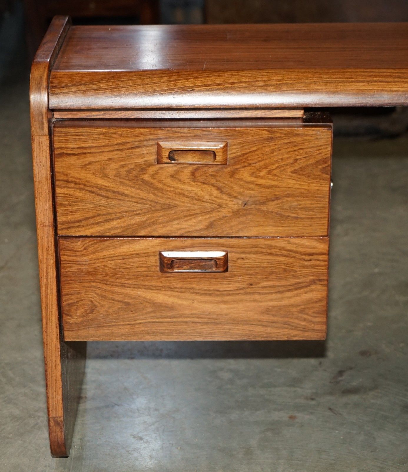 photo vinterior Danish Mid Century Modern Brazilian Wood Office Left Corner Desk Part Of Suite