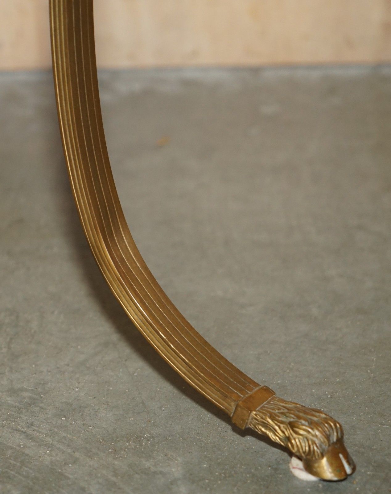 photo for sale Pair Of Antique French Louis XVI Brass Rams Head Gueridon Marble Top Tables