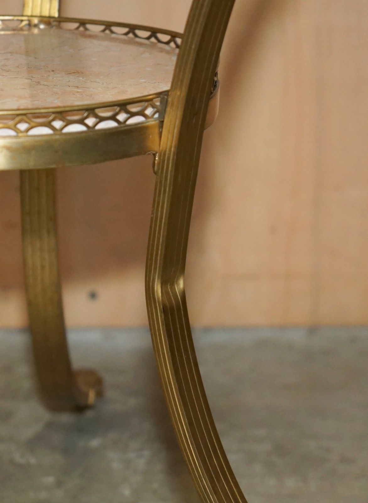 photo buy Pair Of Antique French Louis XVI Brass Rams Head Gueridon Marble Top Tables
