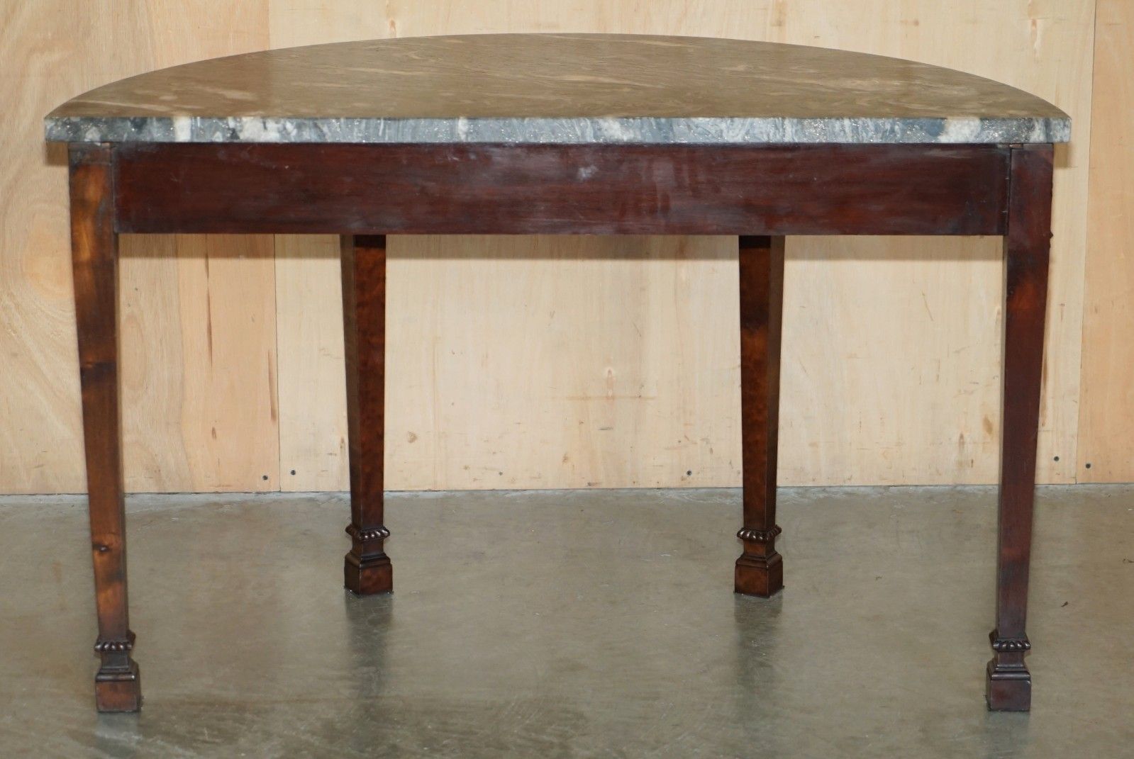 8950.0 Pair Of 19th Century Mahogany Adams Demi Lune Wabi Sabi Marble Console Tables photo