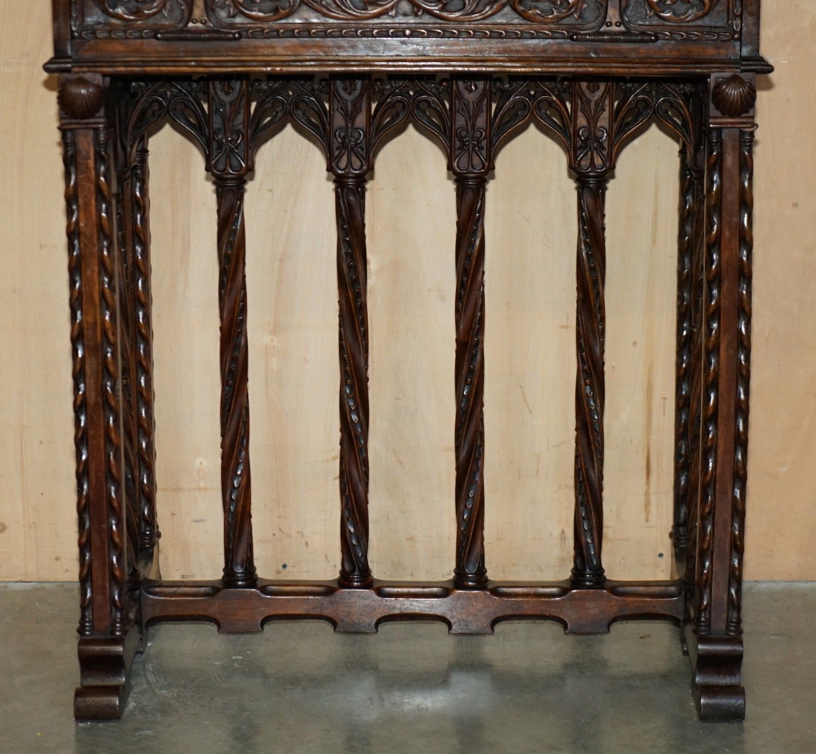 photo furniture Lovely Ornately Carved 18th Century Spanish Cabinet On Stand With Hidden Storage