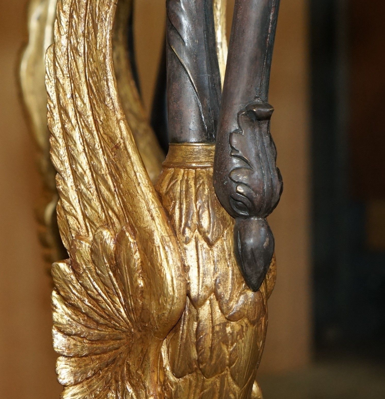 photo vinterior Important Pair Of Antique French Empire Brass Bronze & Marble Gueridon Tables