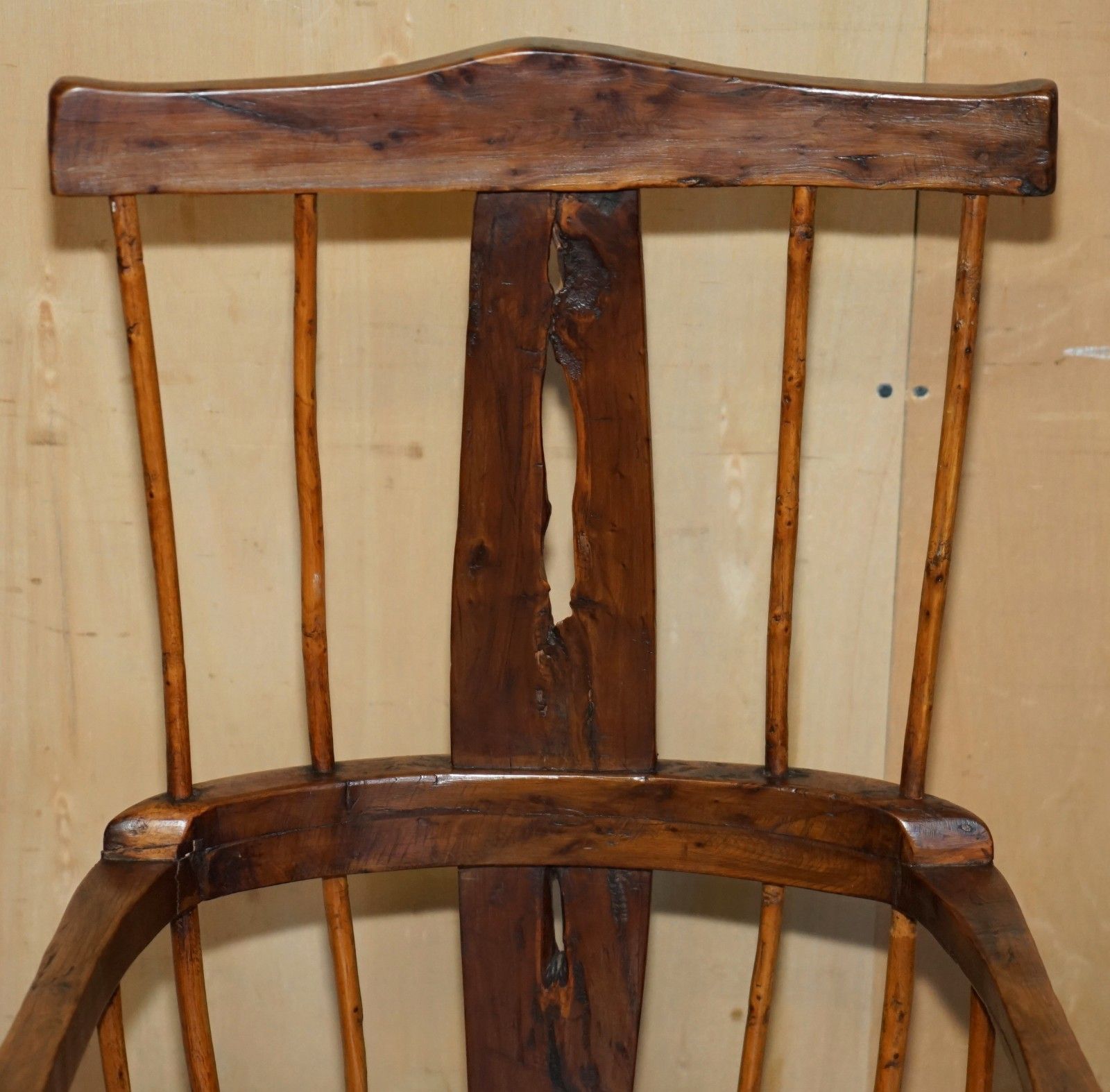 Rare Antique 18th Century Yew & Oak Windsor Armchair Primate Design Stick Back photo 3950.0