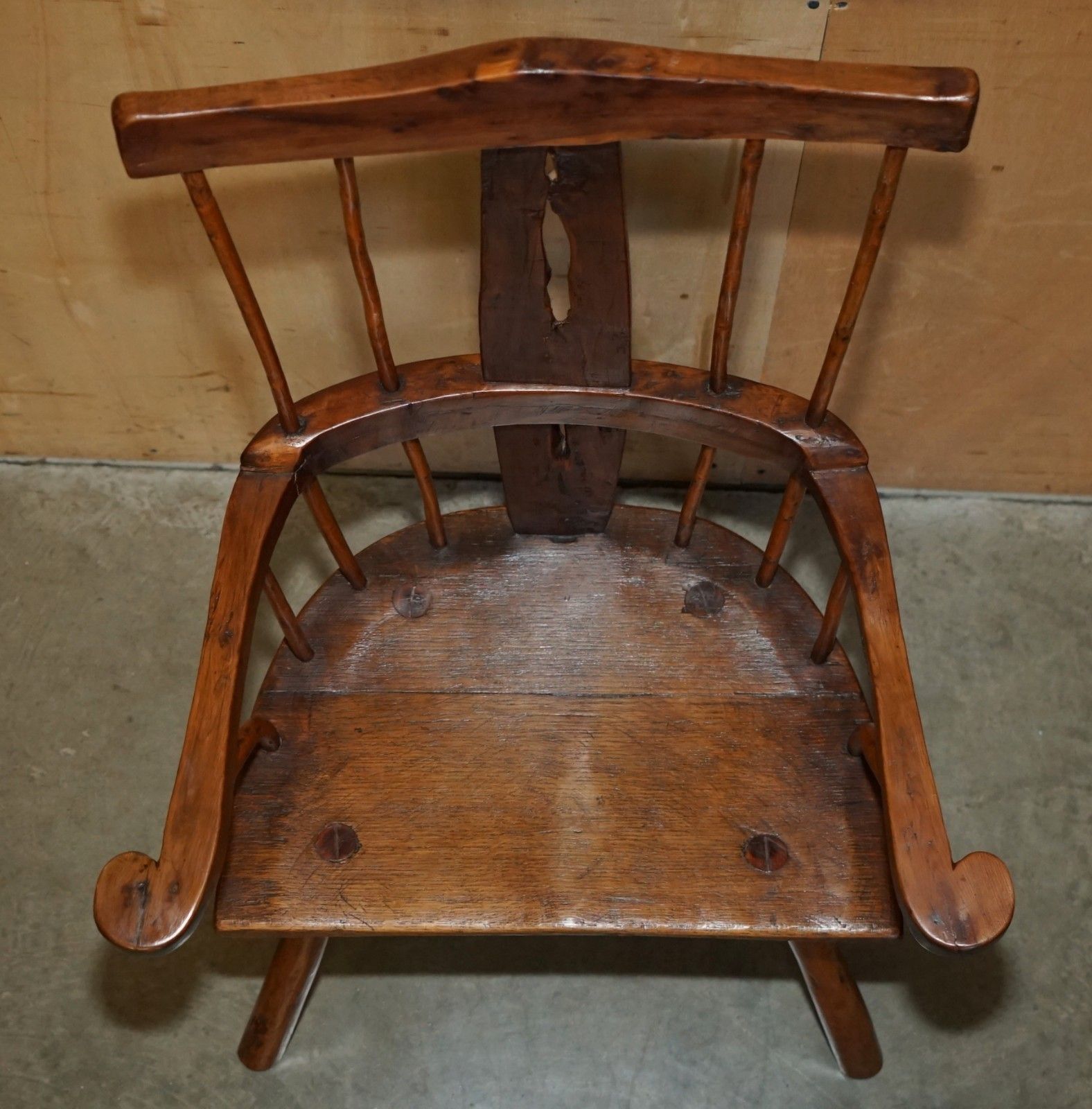 Rare Antique 18th Century Yew & Oak Windsor Armchair Primate Design Stick Back photo buy