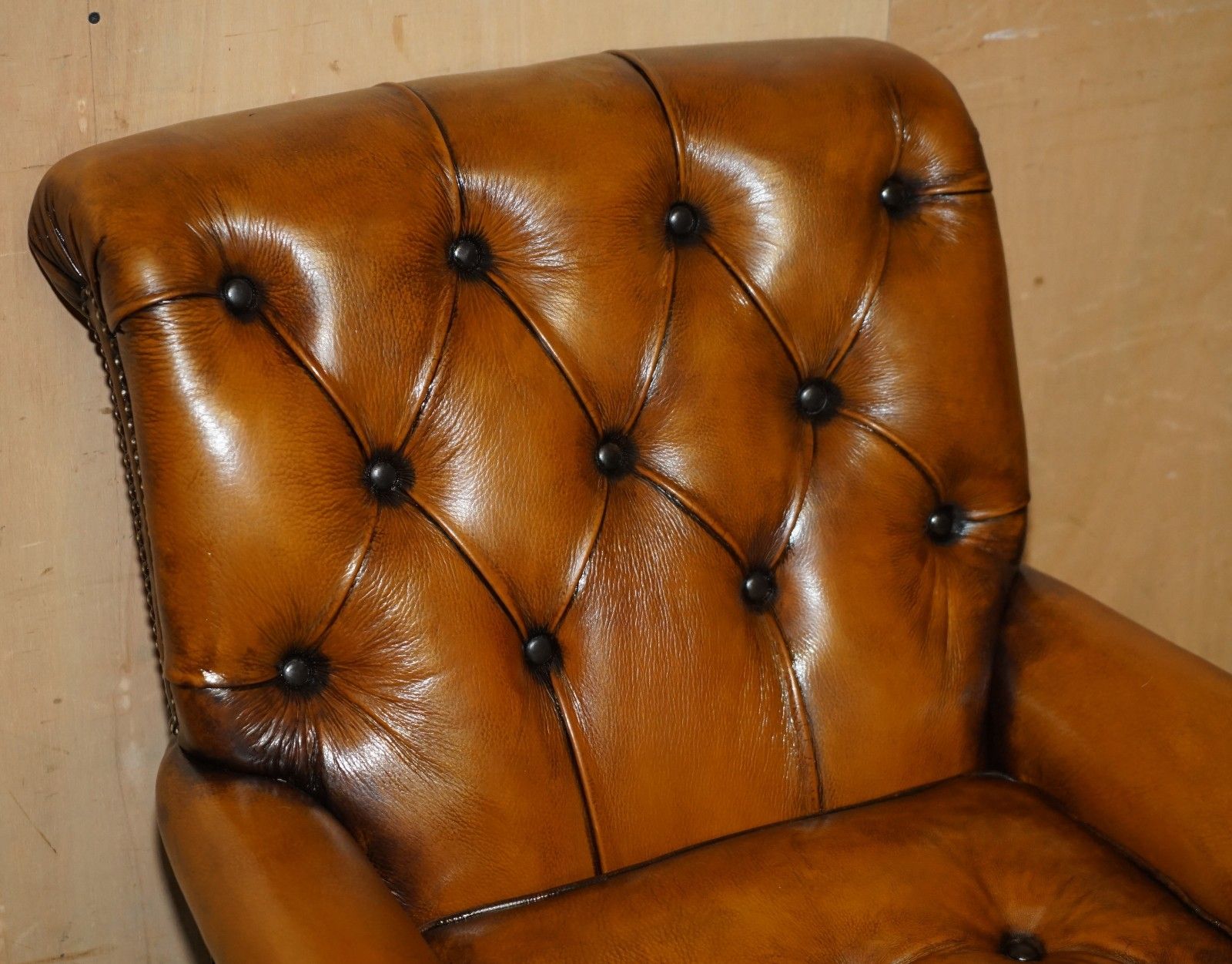 Super Rare Howard & Son's Fully Restored Chesterfield Brown Leather Armchair photo 12500.0
