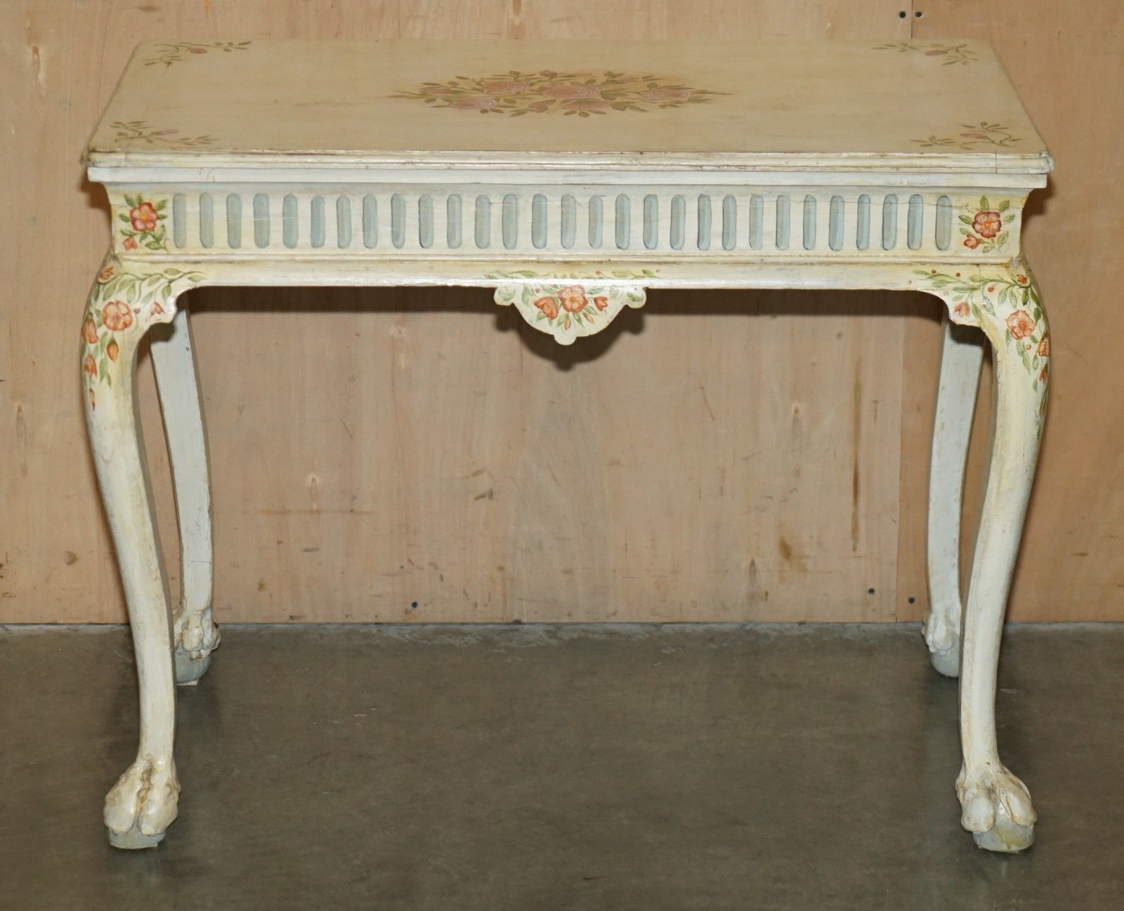 Georgina Style Antique Circa 1860 Victorian Hand Painted Occasional Table Desk photo for sale
